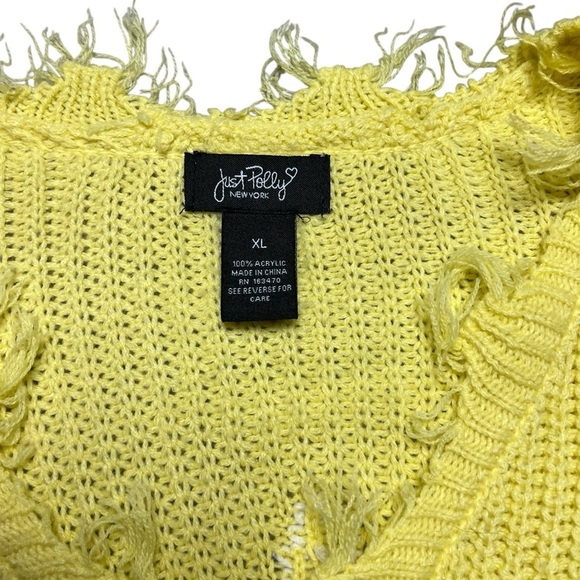 Chunky Knit Star Y2K Sweater Yellow Distressed Grunge NY Size XL - Picture 3 of 4